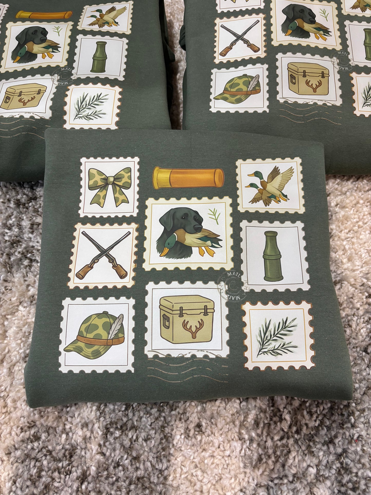 Duck Stamps Printed Green Sweatshirt