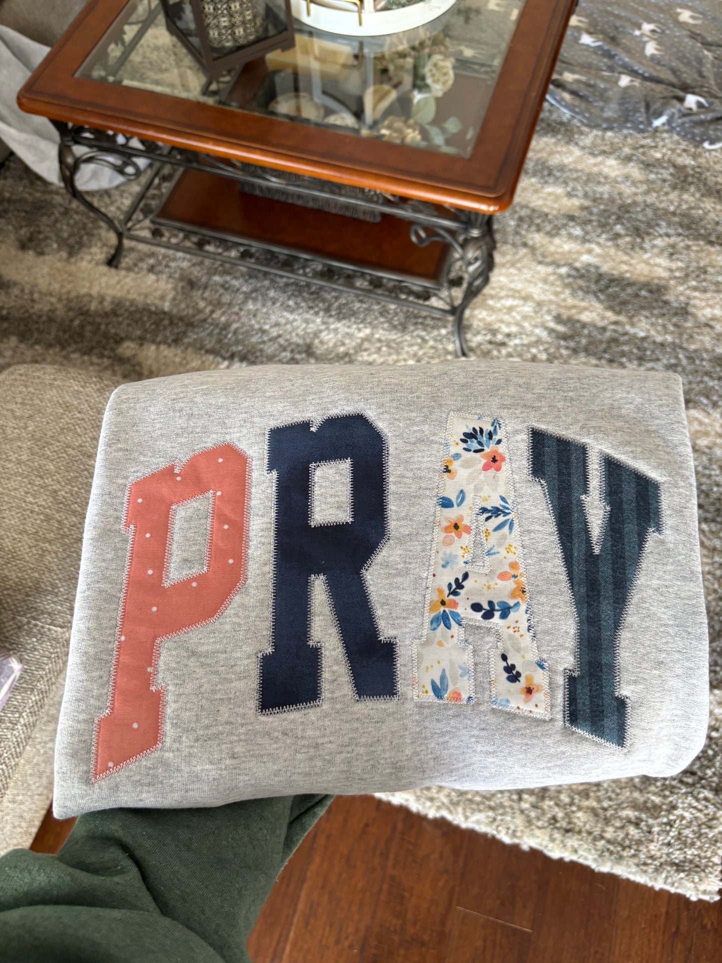 Pray Grey Embroidered Crew