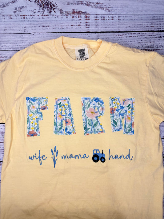 Farm Wife Mama Hand Yellow Tshirt