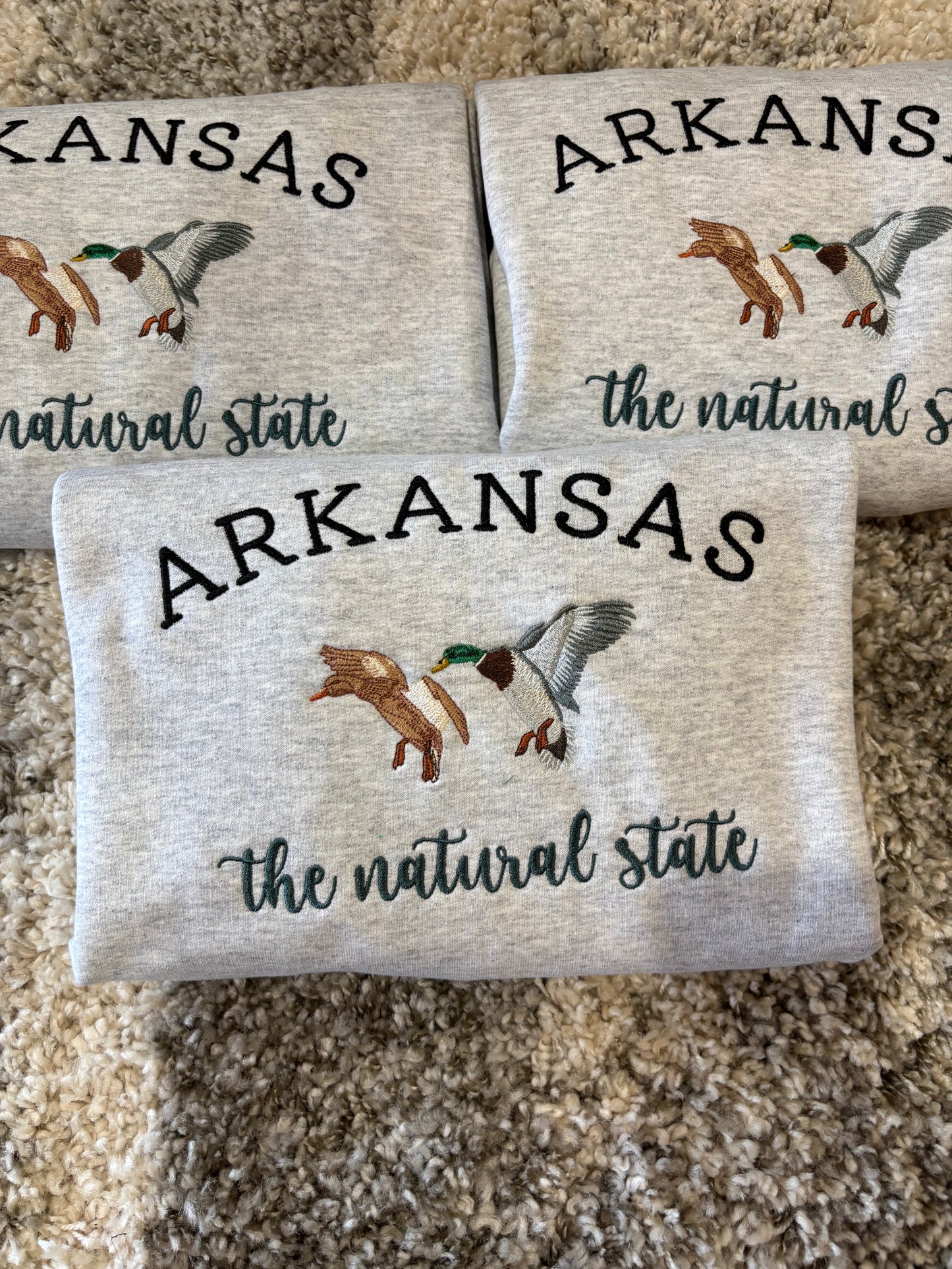 Arkansas Natural State Ducks Embroidered Sweatshirt