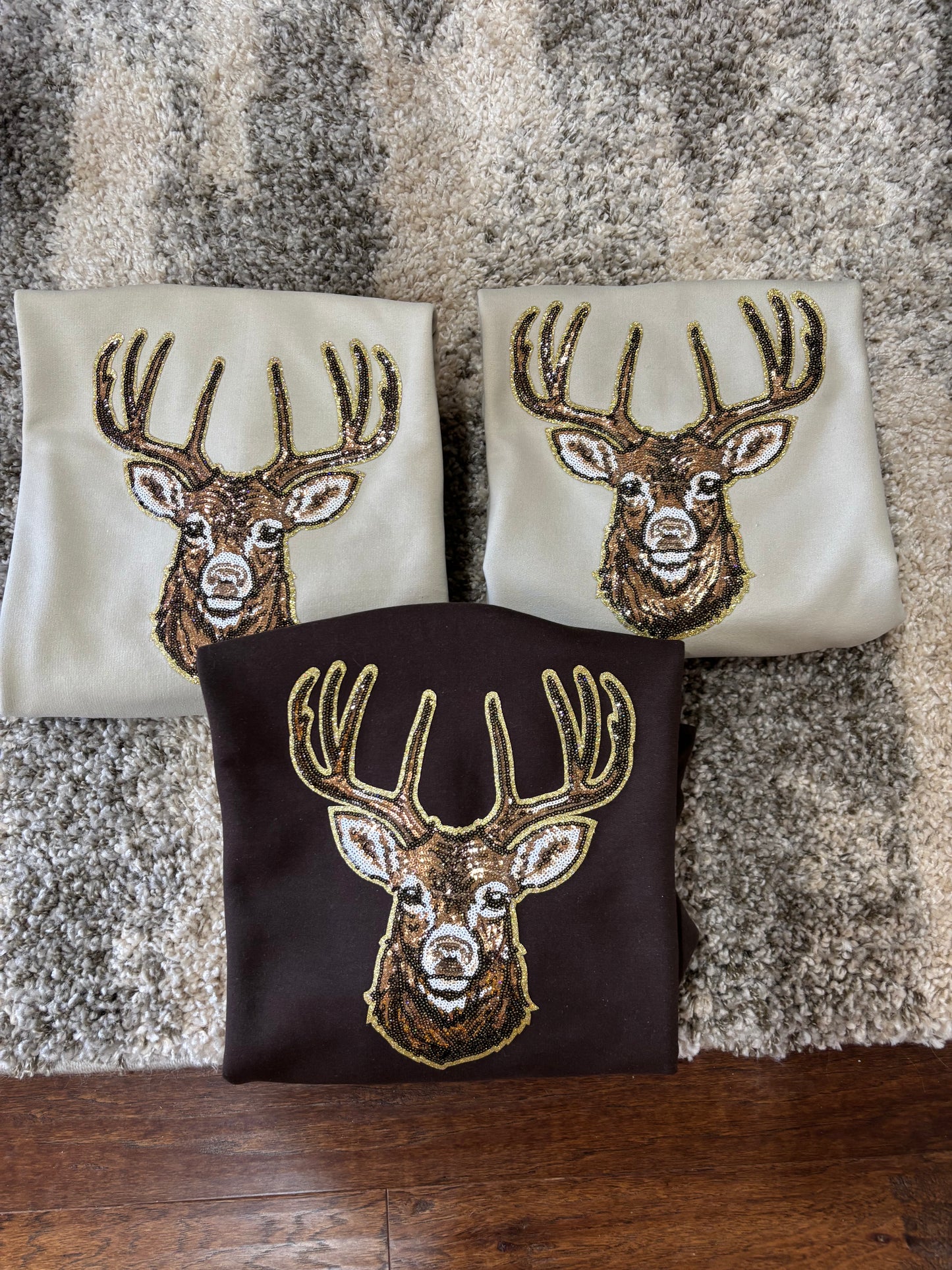 Deer Sequin Sweatshirt Dark Brown