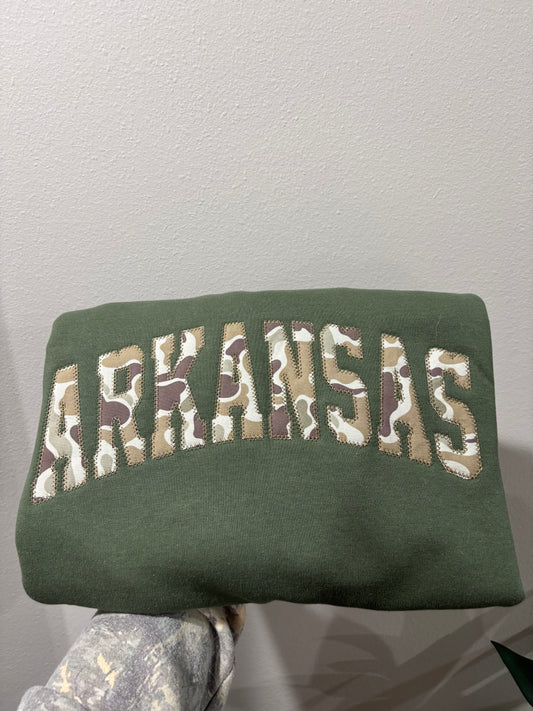 Arkansas Green Duck Camo Sweatshirt