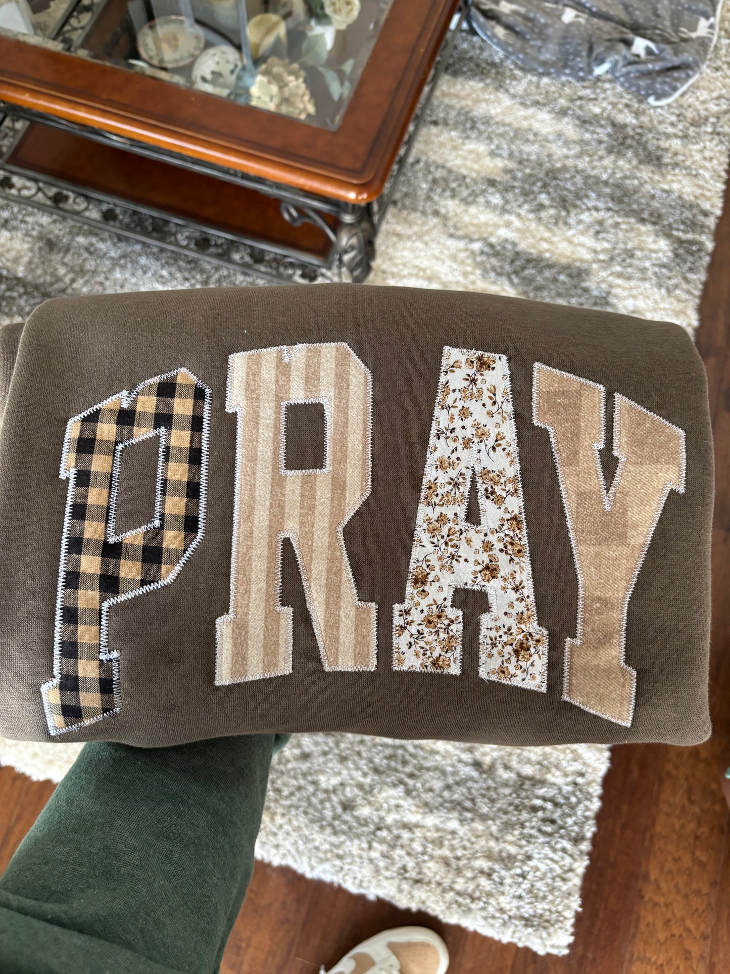 Pray Brown Embroidered Crew