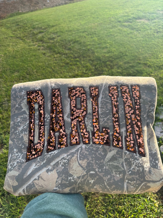 Darlin Embroidered Sequin Camo Sweatshirt